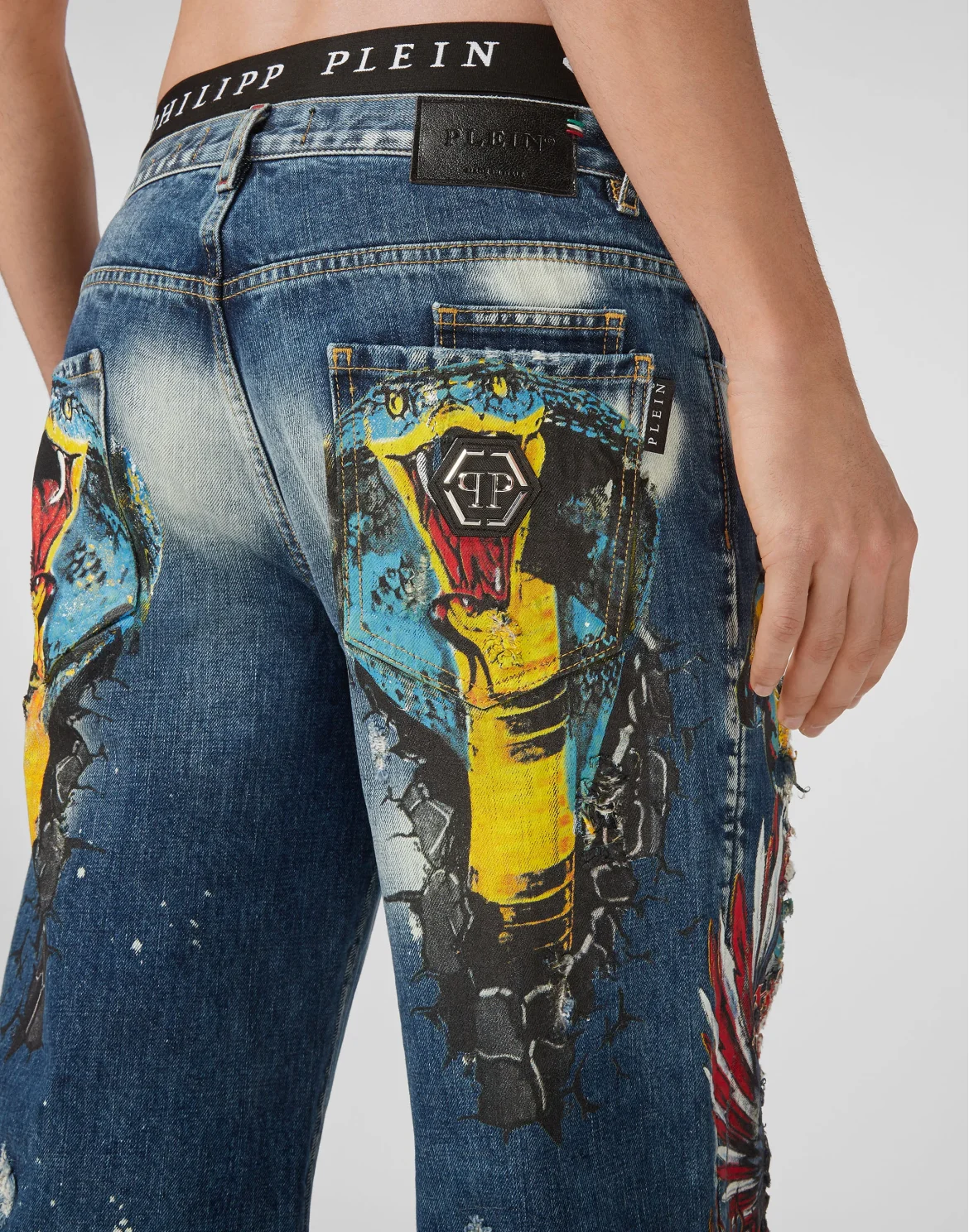 Bermuda St. Tropez Fit Destroyed Tattoo, цвет: Синий