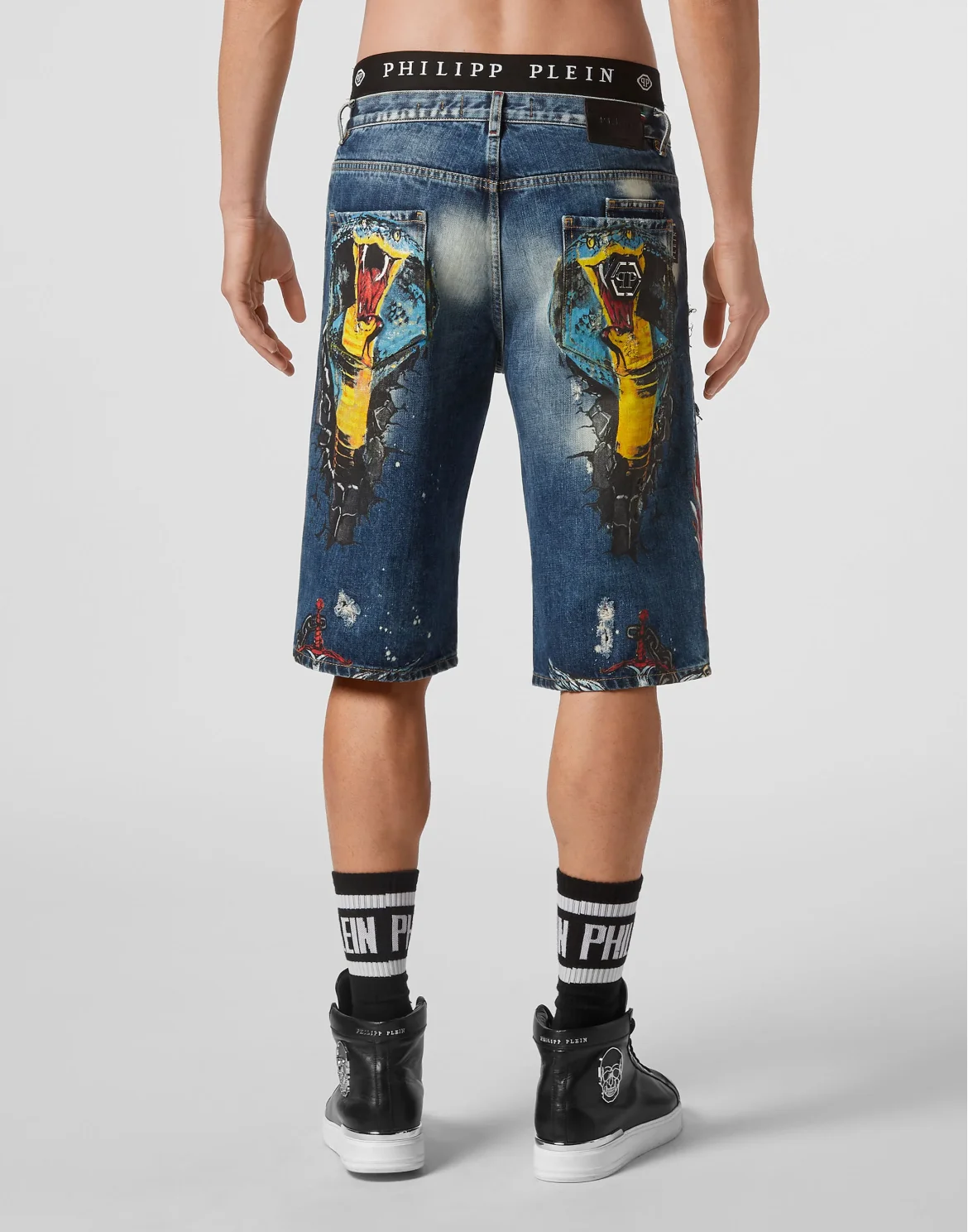 Bermuda St. Tropez Fit Destroyed Tattoo, цвет: Синий