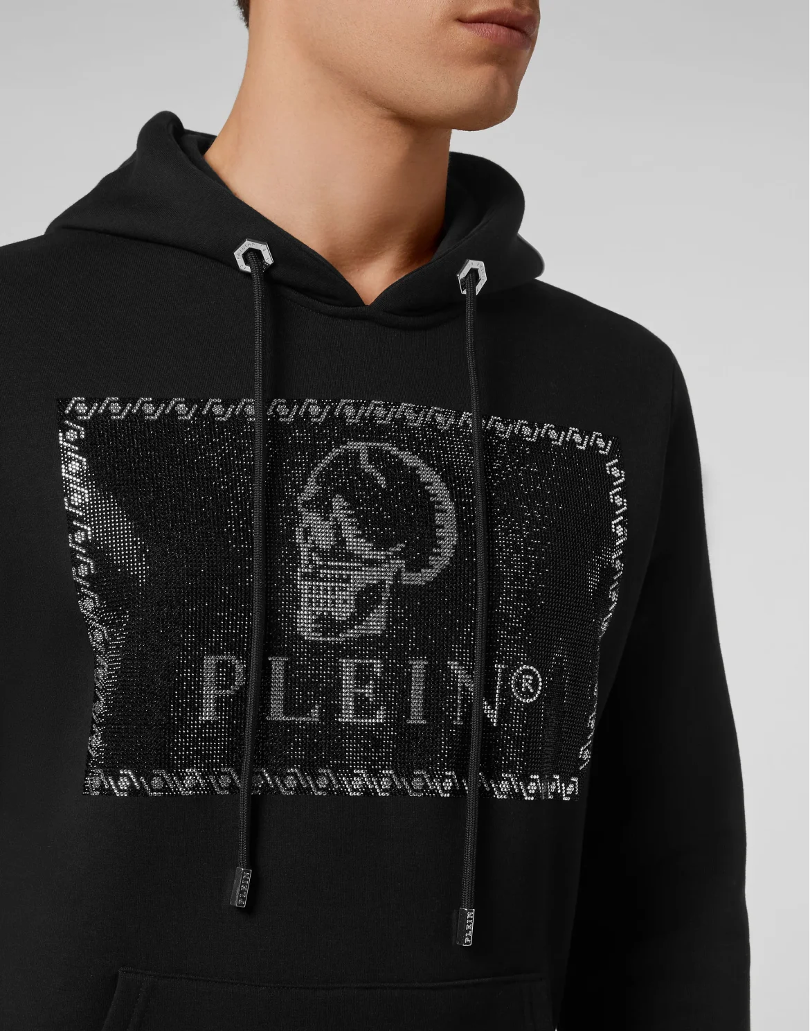 Hoodie sweatshirt Outline Skull crystal, цвет: Черный