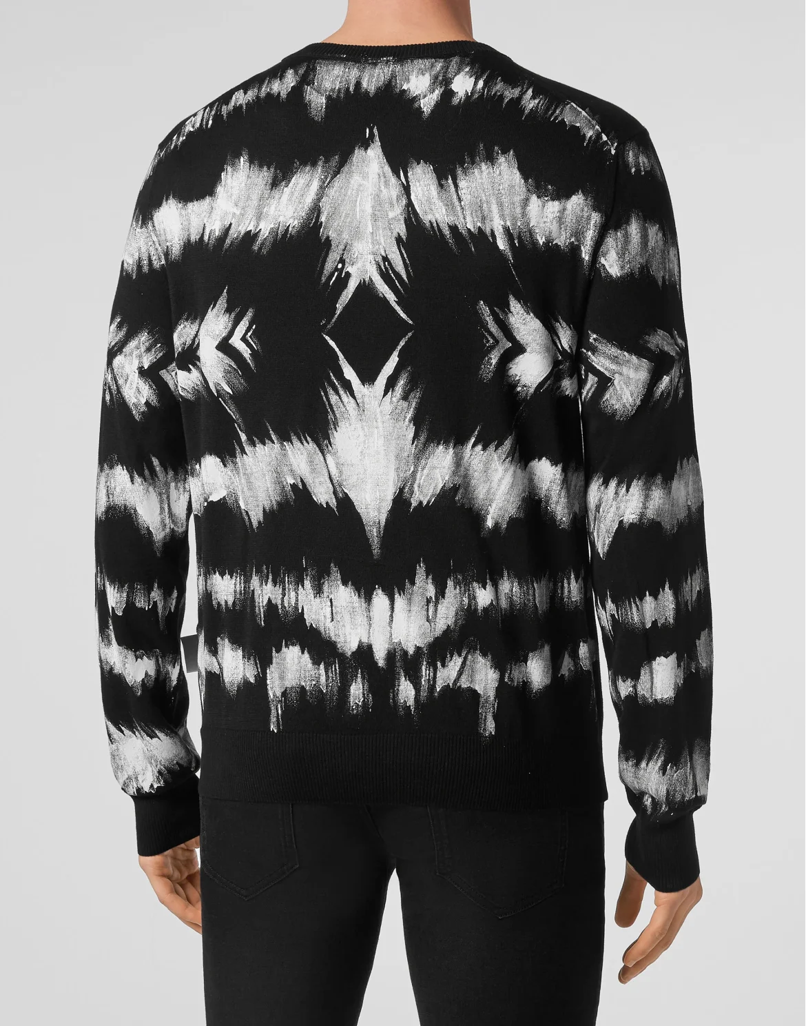 Pullover Round Neck LS Tie dye, цвет: Черный