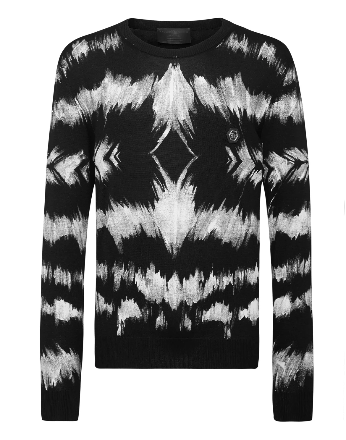 Pullover Round Neck LS Tie dye, цвет: Черный