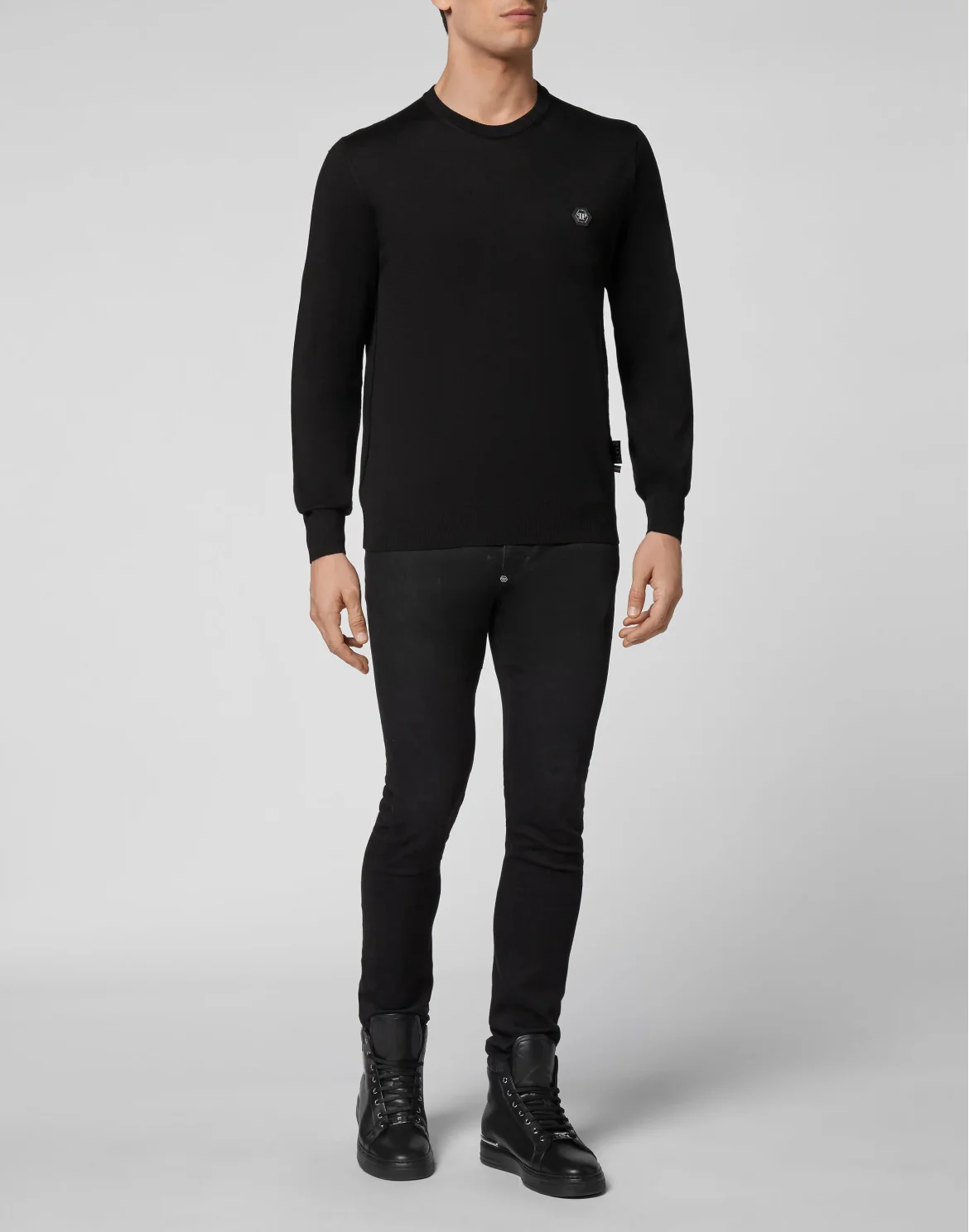 Pullover Round Neck LS Iconic Plein, цвет: Черный