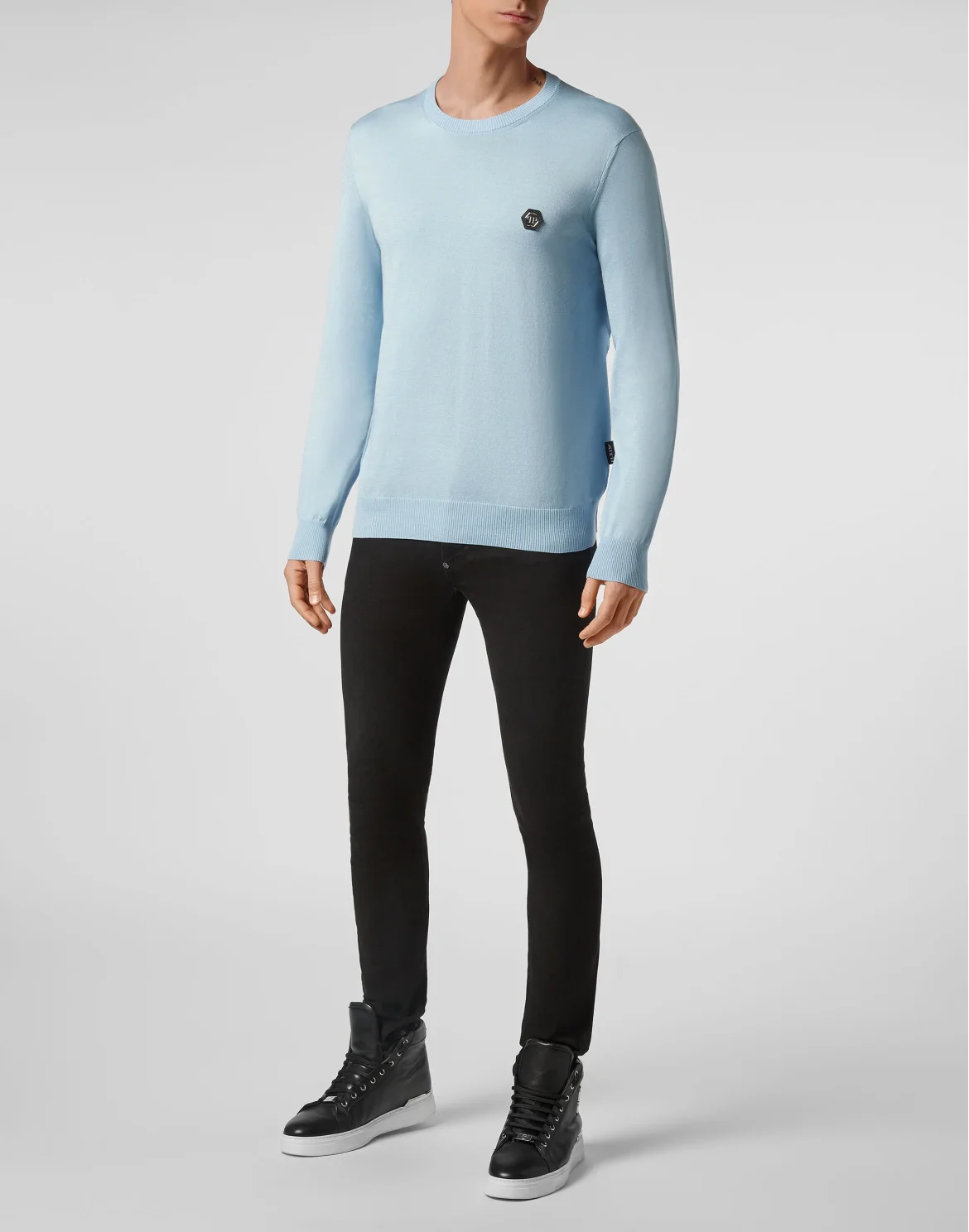 Pullover Round Neck LS Iconic Plein, цвет: Голубой