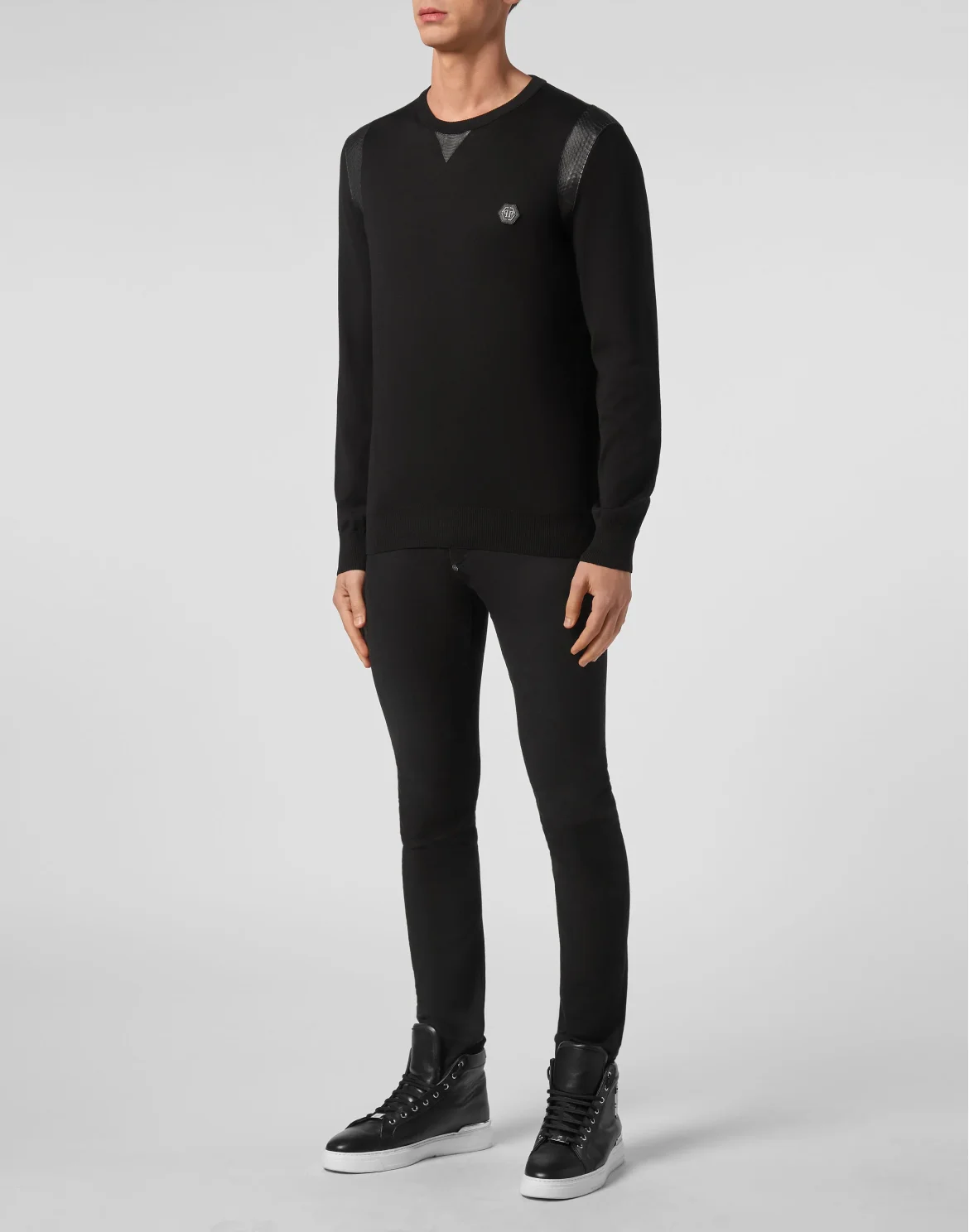 Pullover Round Neck LS Luxury, цвет: Черный