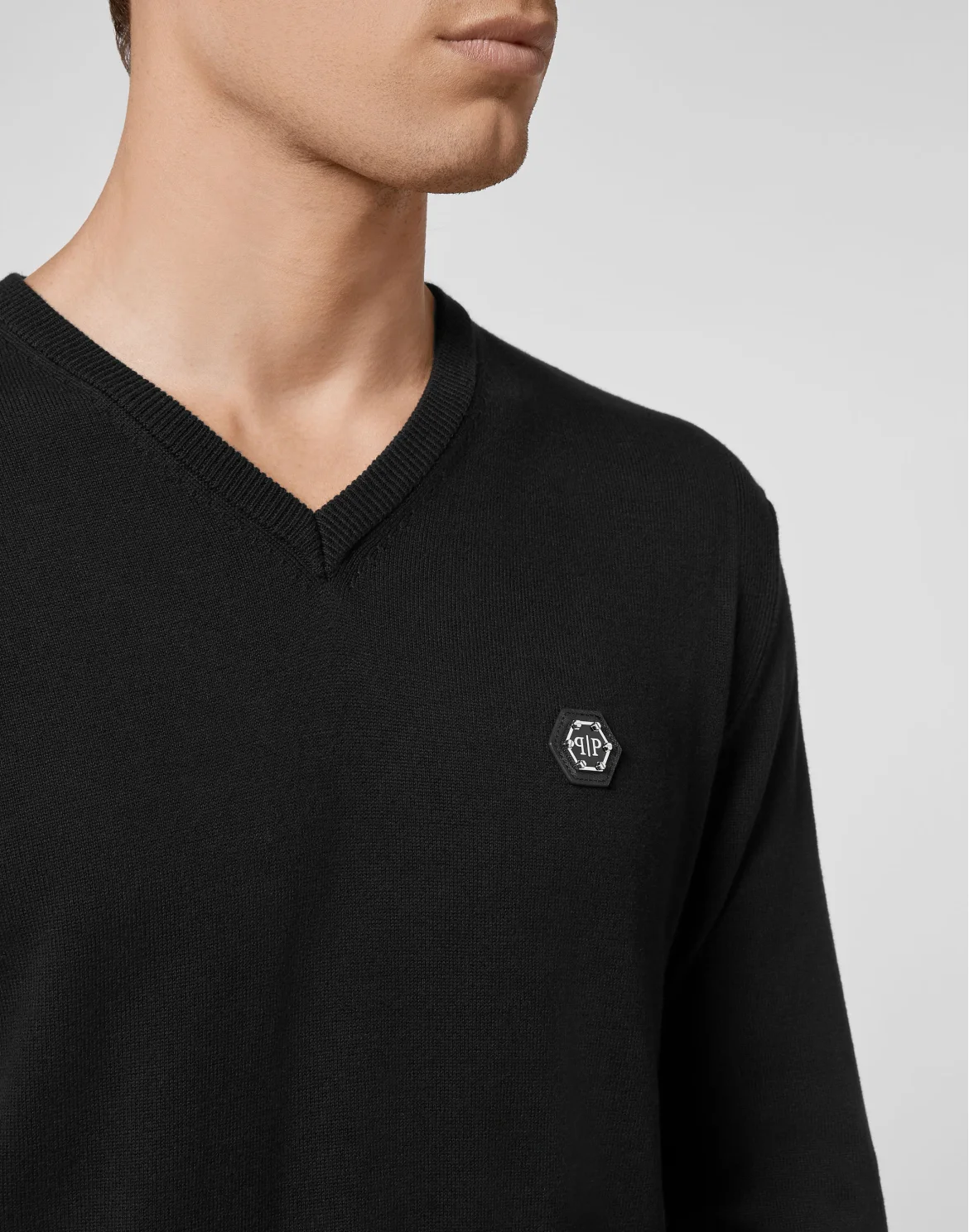Cotton Pullover V-Neck LS, цвет: Черный