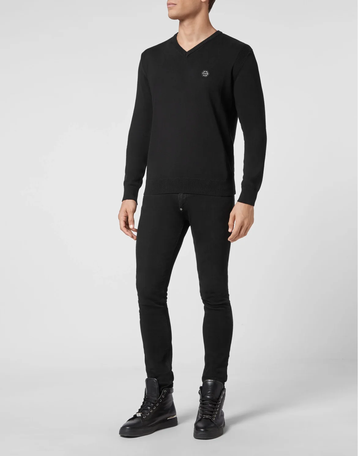 Cotton Pullover V-Neck LS, цвет: Черный