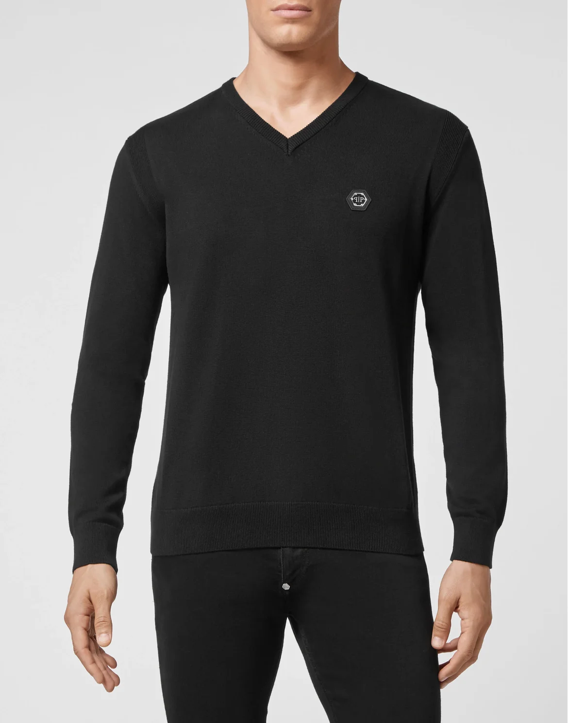 Cotton Pullover V-Neck LS, цвет: Черный