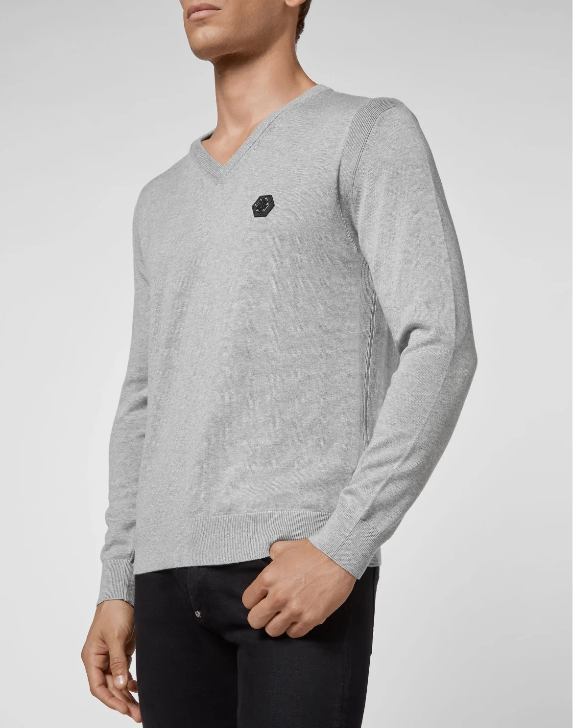 Cotton Pullover V-Neck LS, цвет: Серый
