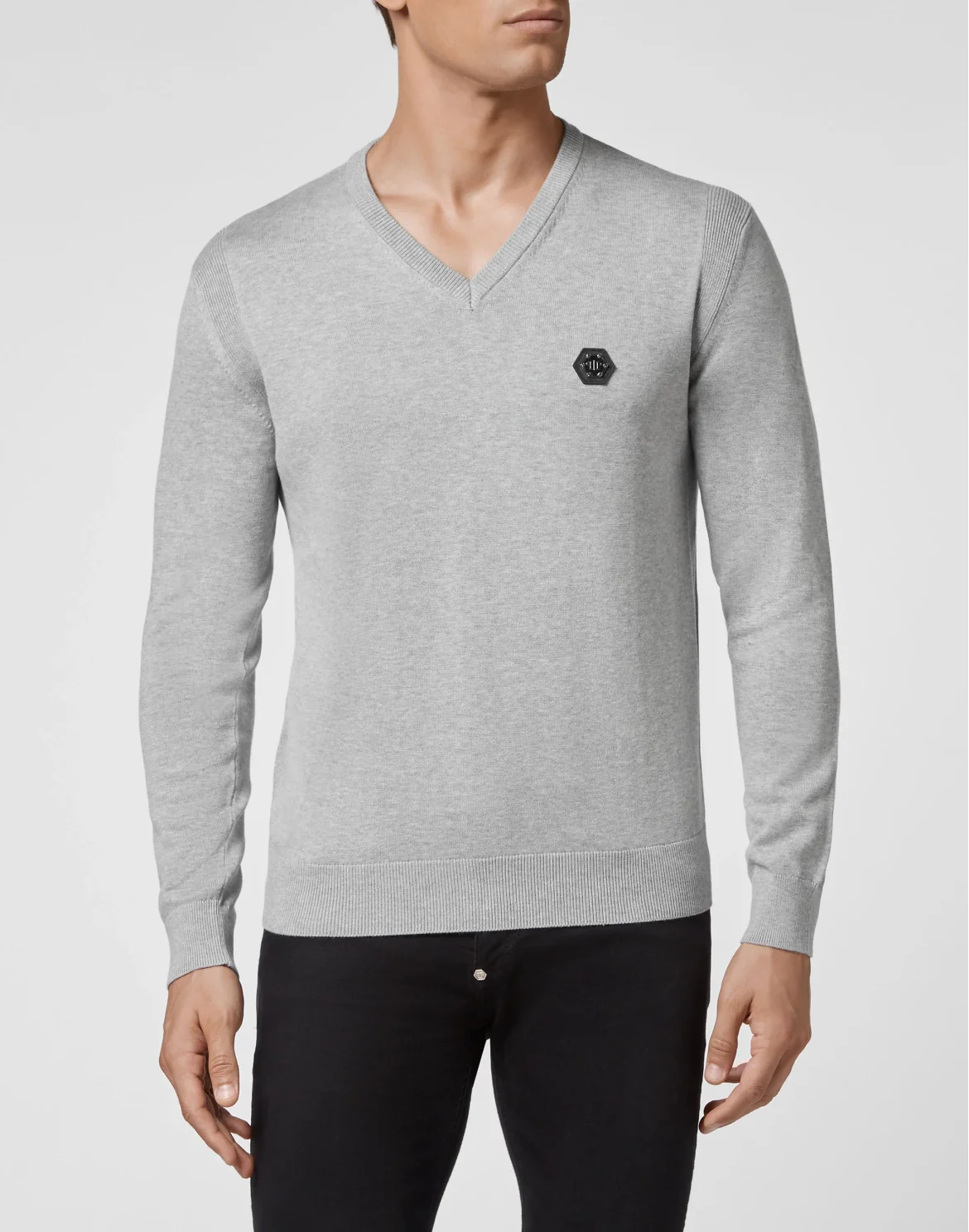 Cotton Pullover V-Neck LS, цвет: Серый