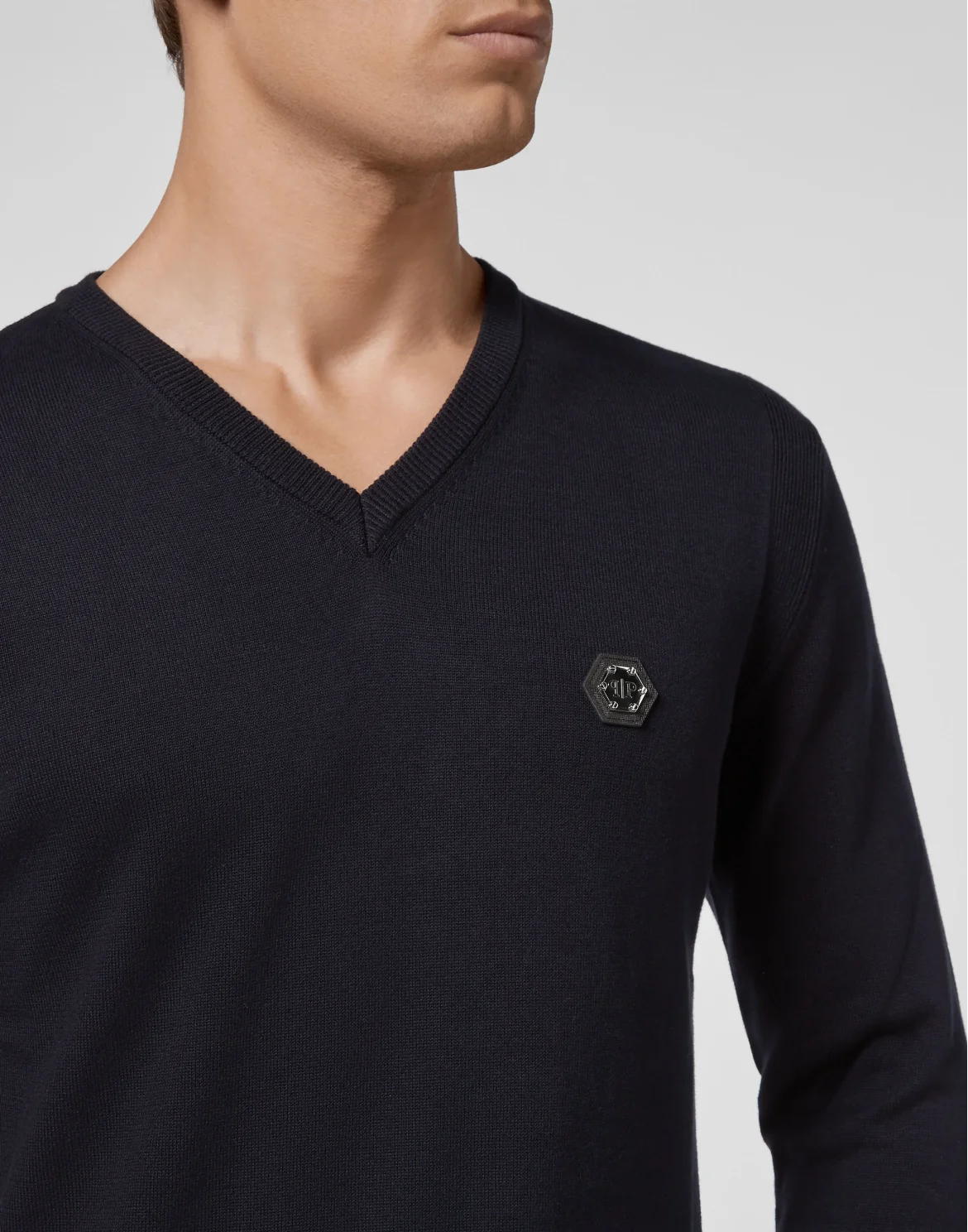 Cotton Pullover V-Neck LS, цвет: Синий