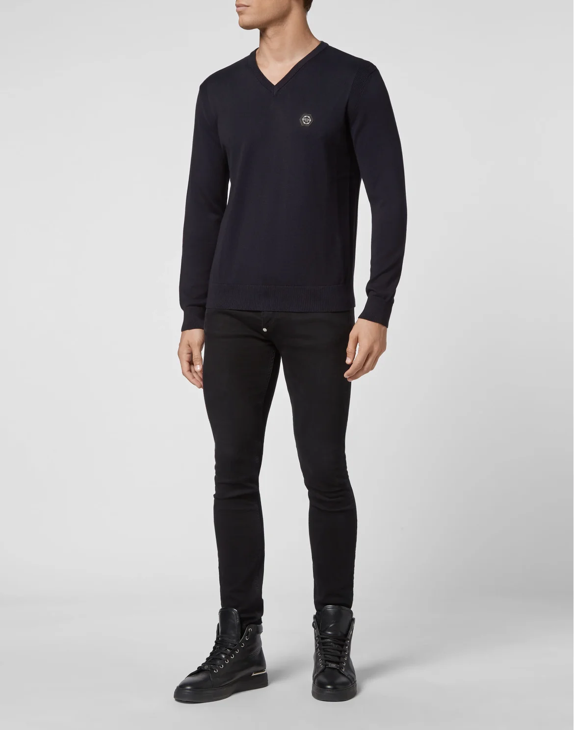 Cotton Pullover V-Neck LS, цвет: Синий