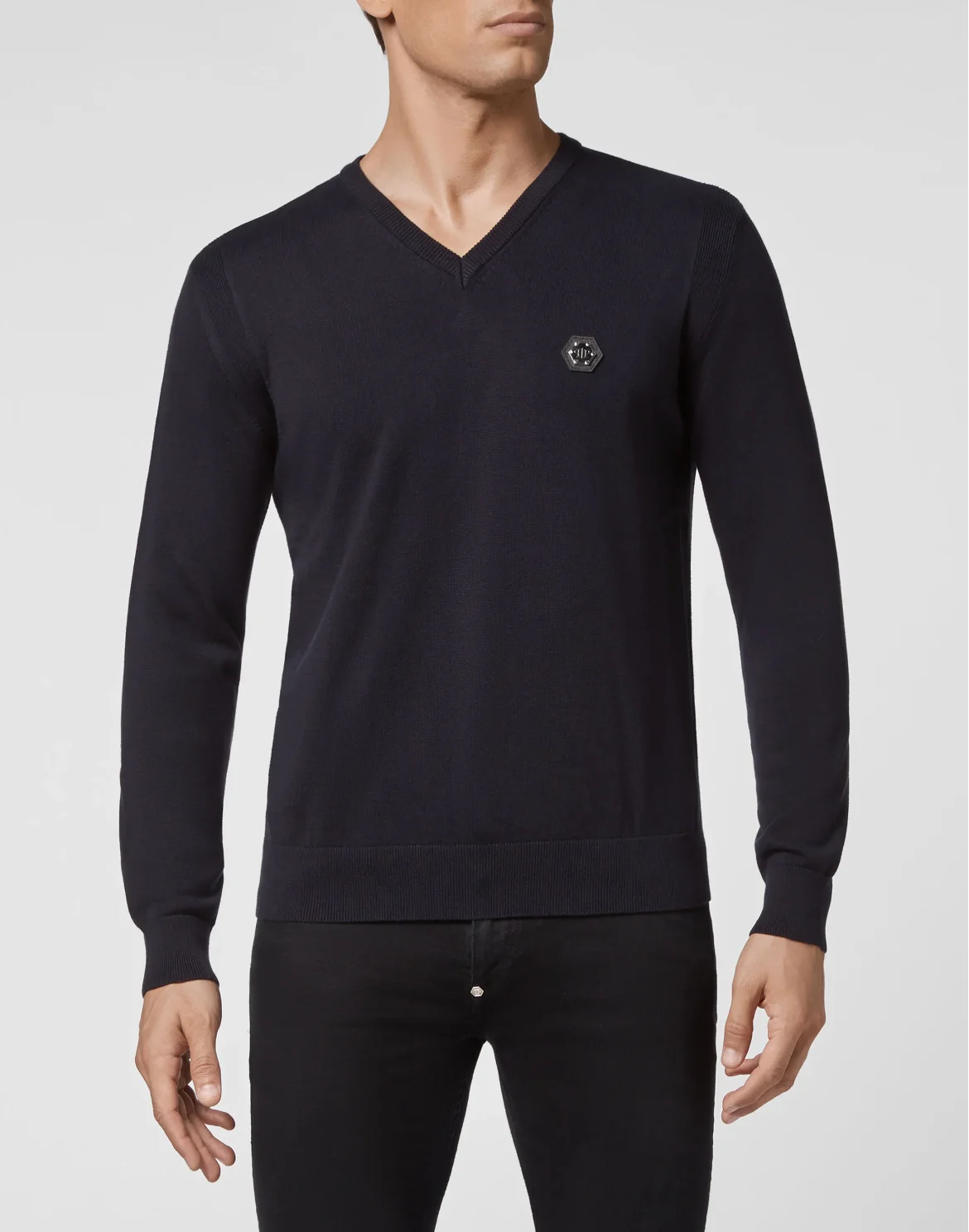 Cotton Pullover V-Neck LS, цвет: Синий