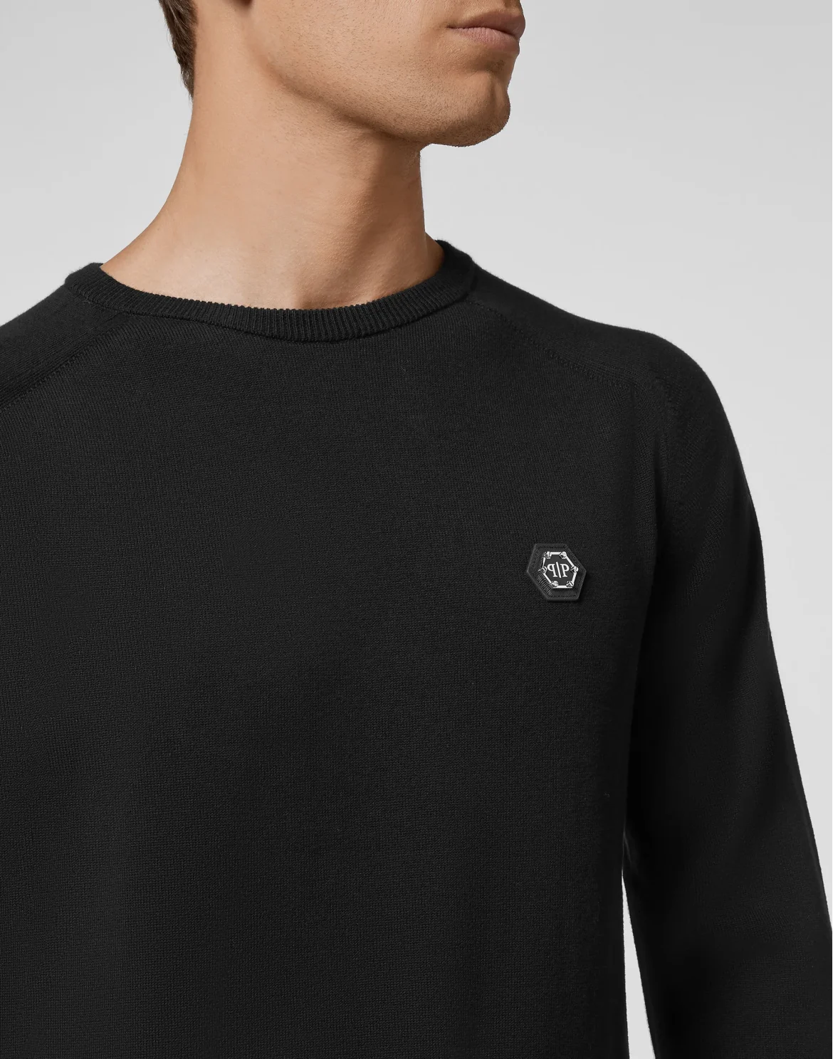 Cotton Pullover Round Neck LS, цвет: Черный