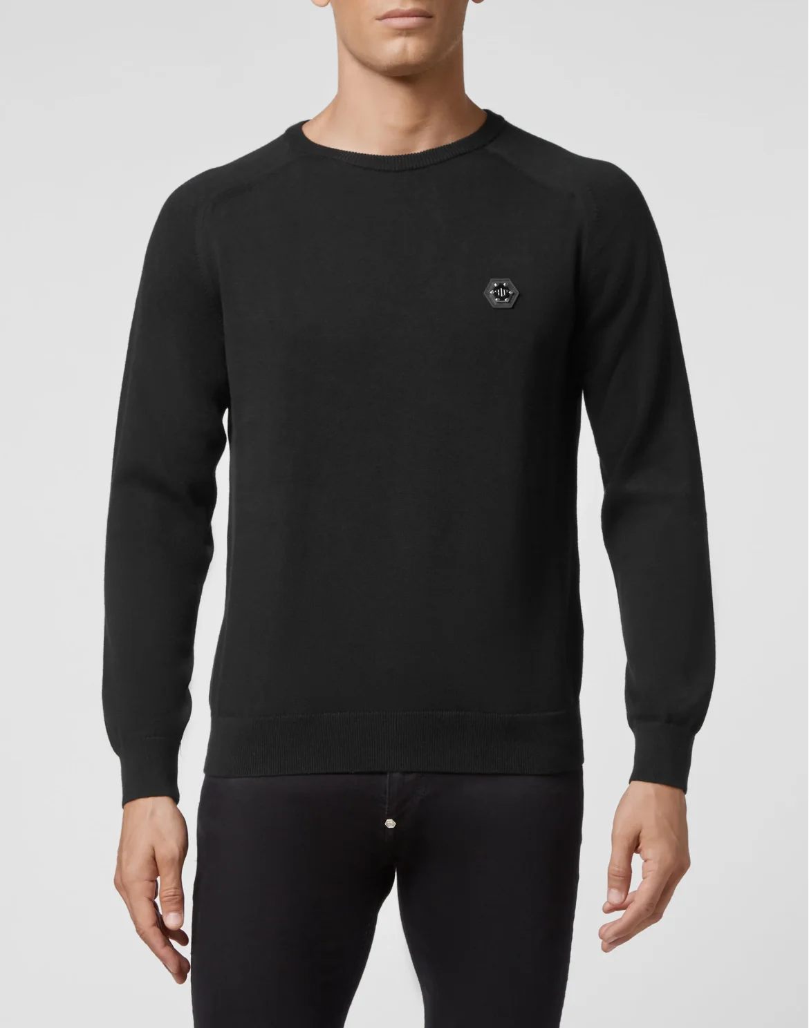 Cotton Pullover Round Neck LS, цвет: Черный
