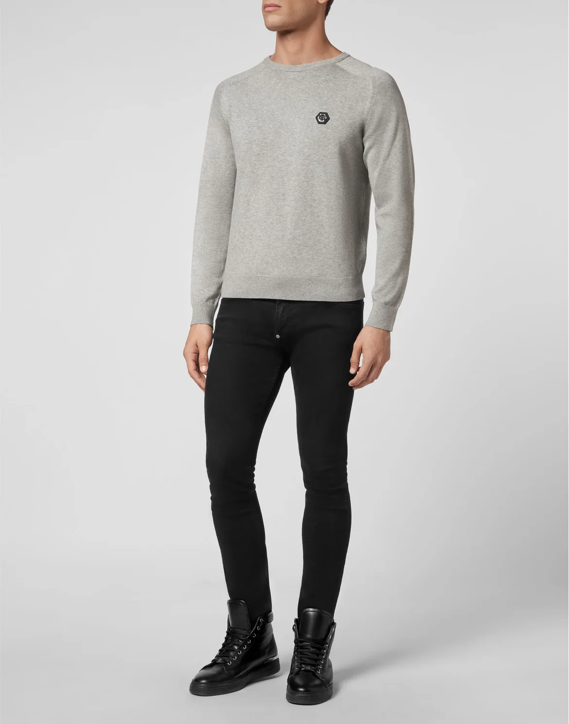 Cotton Pullover Round Neck LS, цвет: Серый