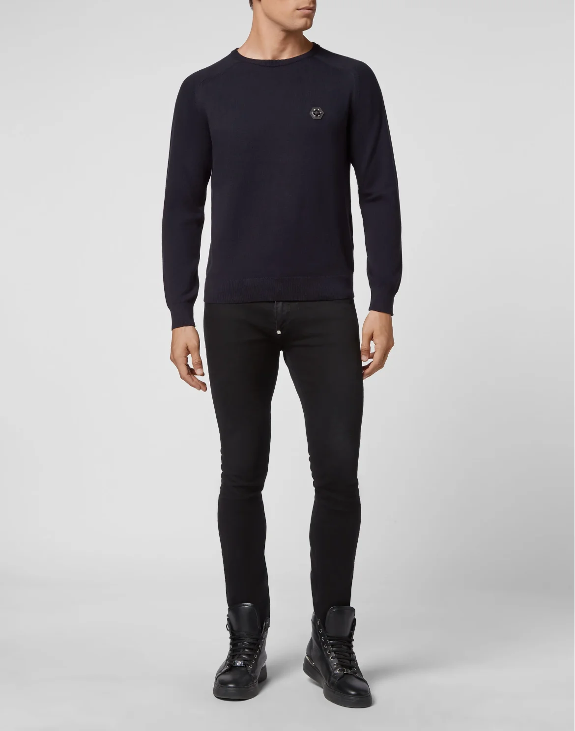 Cotton Pullover Round Neck LS, цвет: Синий