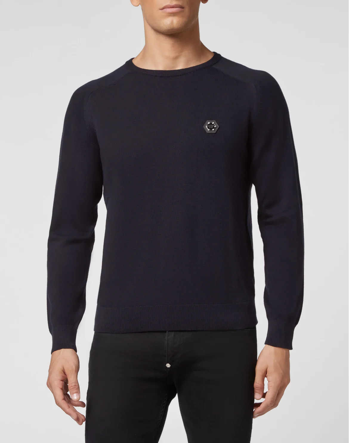 Cotton Pullover Round Neck LS, цвет: Синий