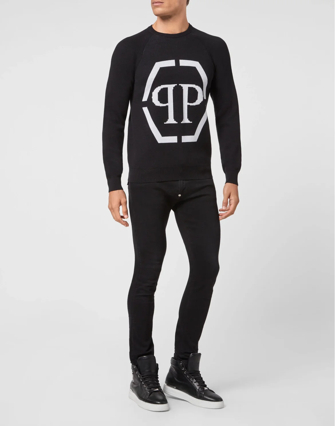 Cotton Pullover Round Neck LS, цвет: Черный