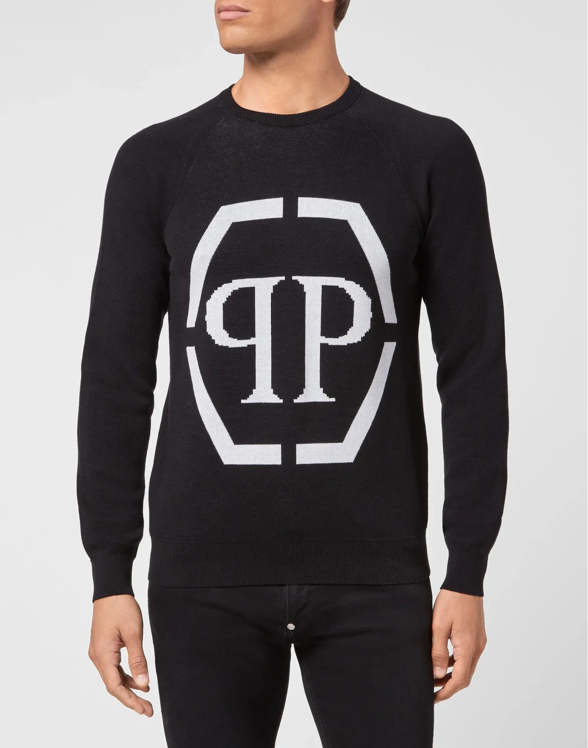 Cotton Pullover Round Neck LS, цвет: Черный