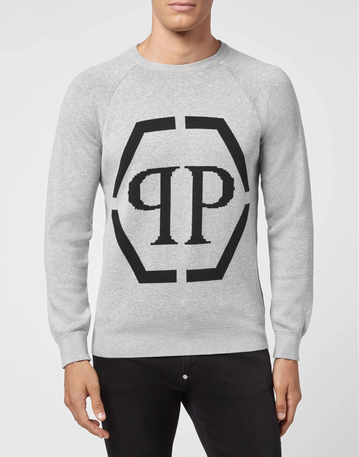 Cotton Pullover Round Neck LS, цвет: Серый