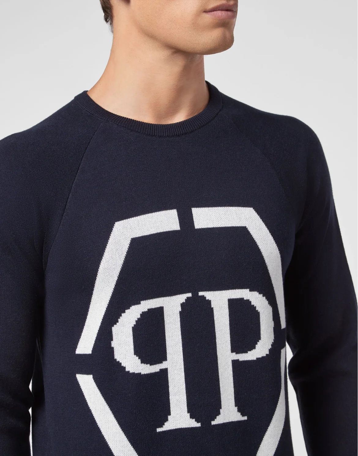 Cotton Pullover Round Neck LS, цвет: Синий