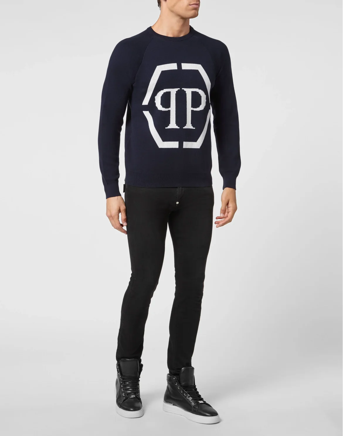 Cotton Pullover Round Neck LS, цвет: Синий