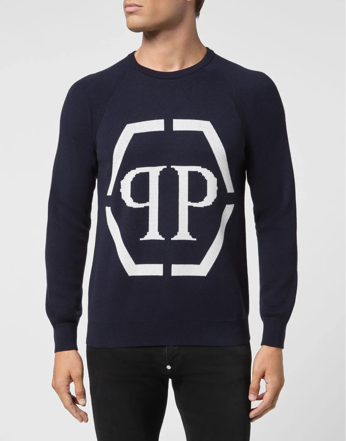 Cotton Pullover Round Neck LS, цвет: Синий