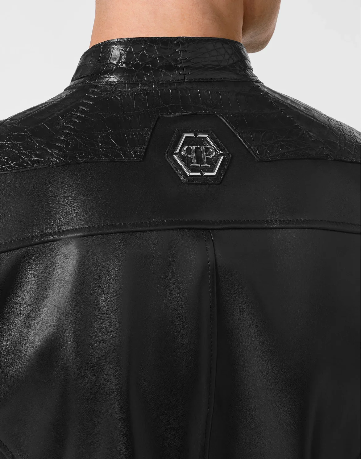 Leather Bomber Crocodile Luxury, цвет: Черный