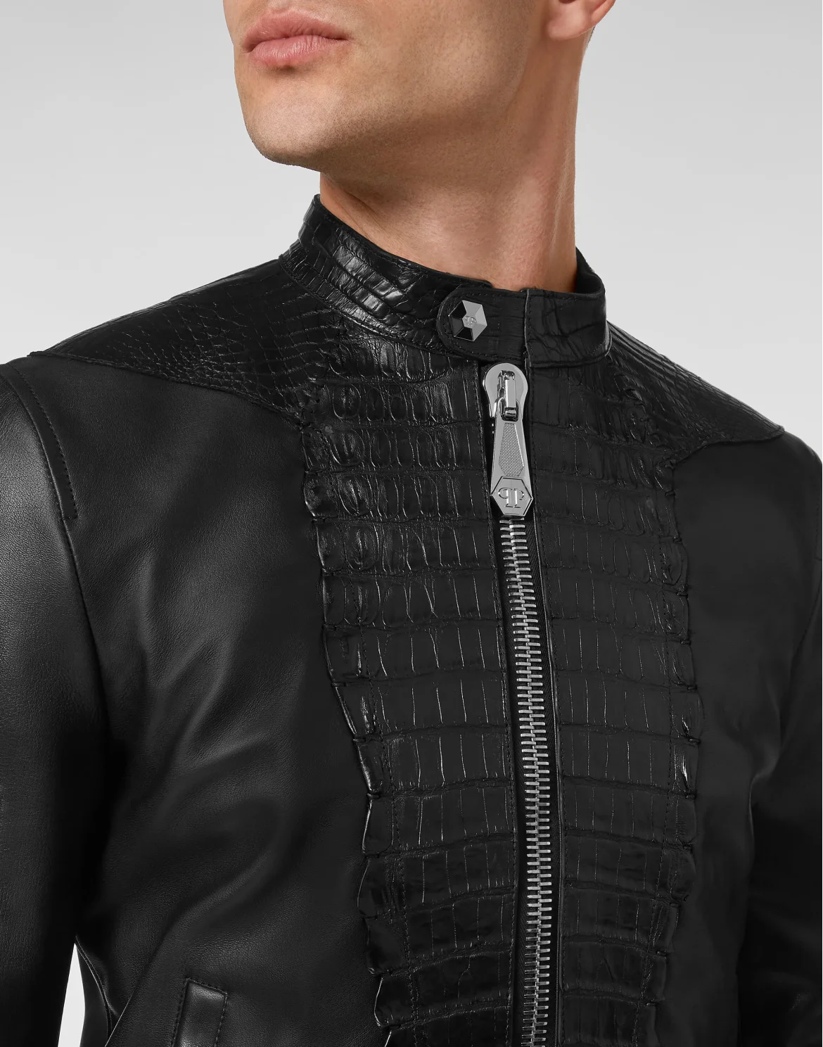 Leather Bomber Crocodile Luxury, цвет: Черный