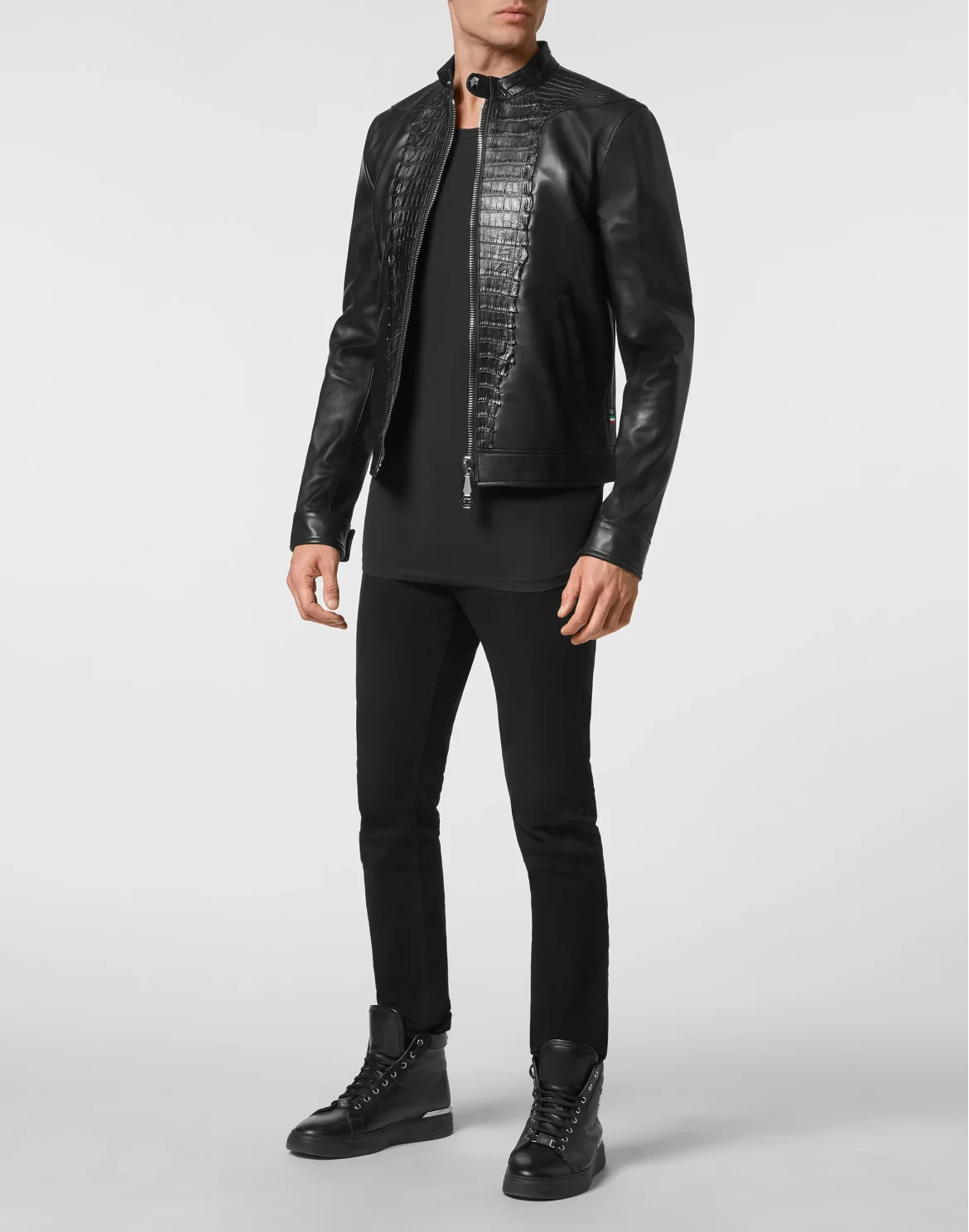 Leather Bomber Crocodile Luxury, цвет: Черный