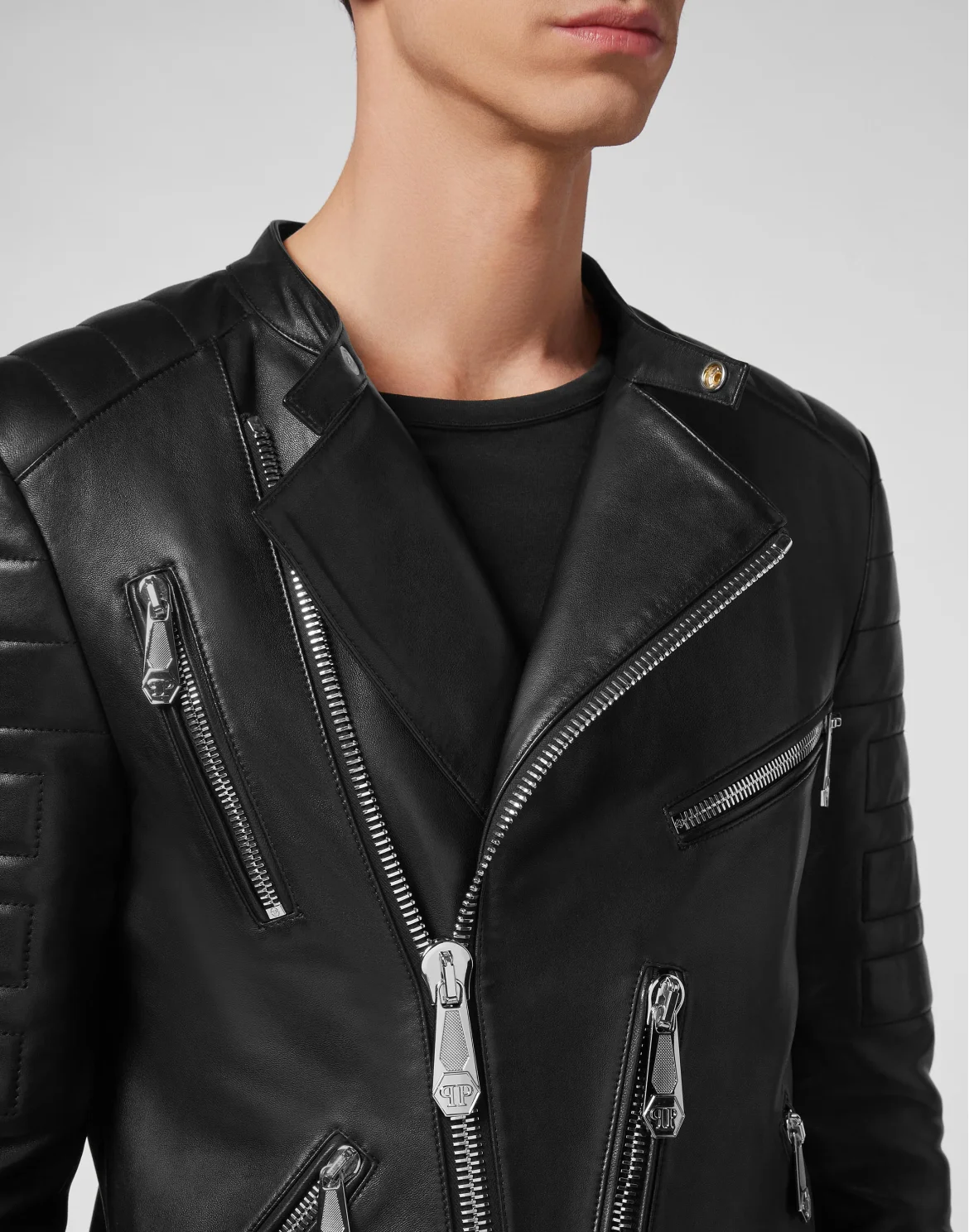 Leather Biker Philipp Plein TM, цвет: Черный