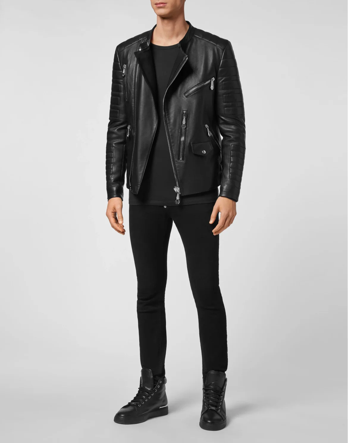 Leather Biker Philipp Plein TM, цвет: Черный