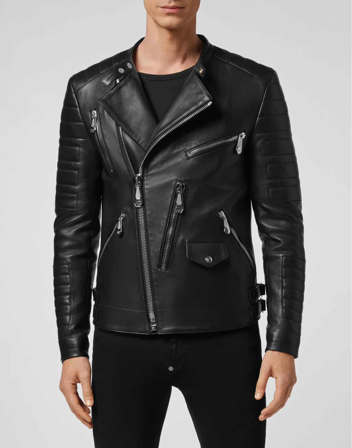 Leather Biker Philipp Plein TM, цвет: Черный
