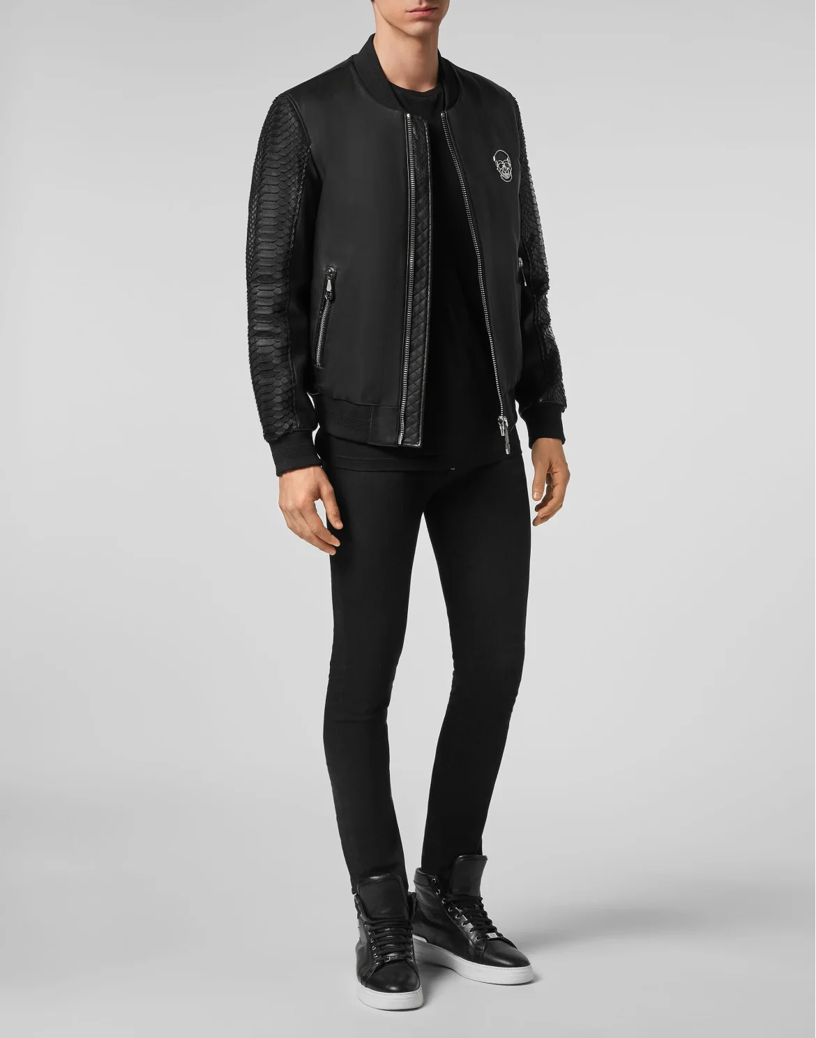 Leather Python Bomber Luxury, цвет: Черный