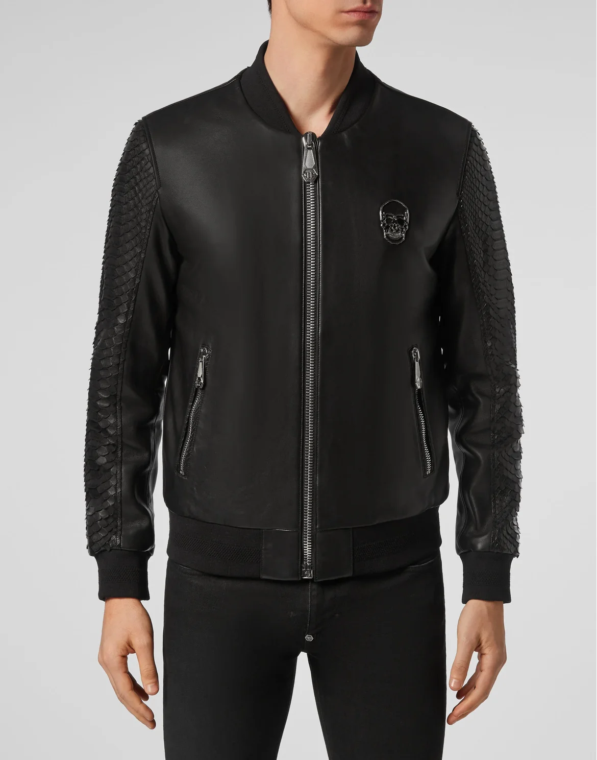Leather Python Bomber Luxury, цвет: Черный