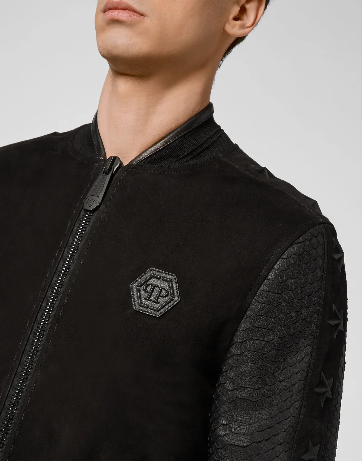 Leather Python Bomber Luxury, цвет: Черный