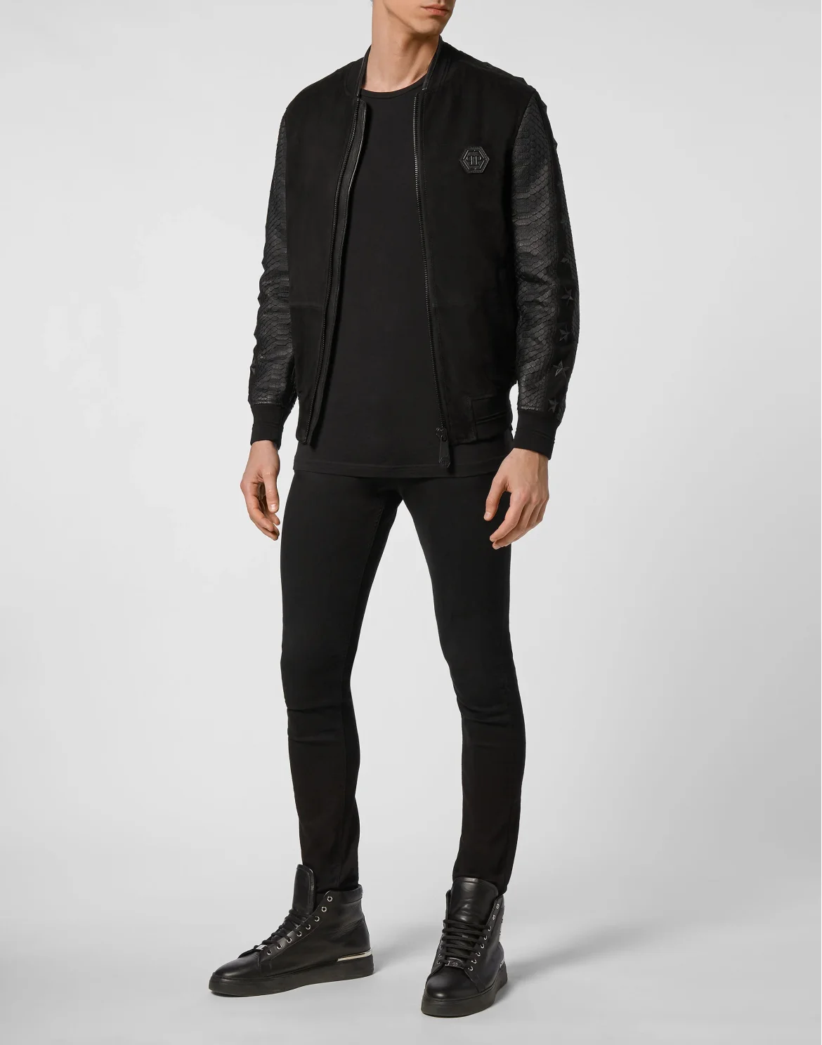 Leather Python Bomber Luxury, цвет: Черный