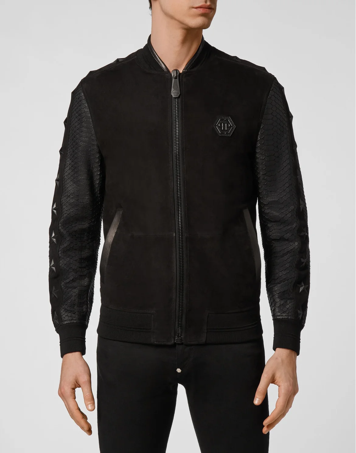 Leather Python Bomber Luxury, цвет: Черный