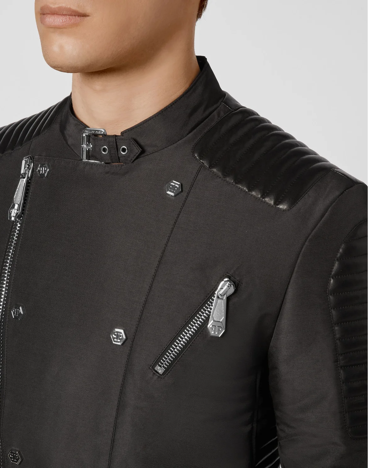 Leather Biker Iconic Plein, цвет: Черный