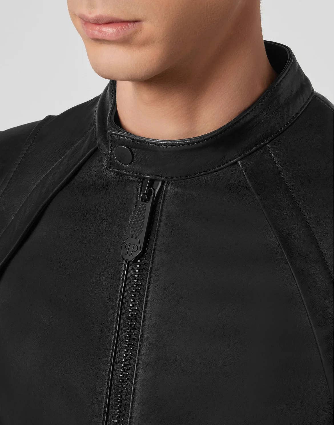 Leather Moto Jacket Iconic Plein, цвет: Черный
