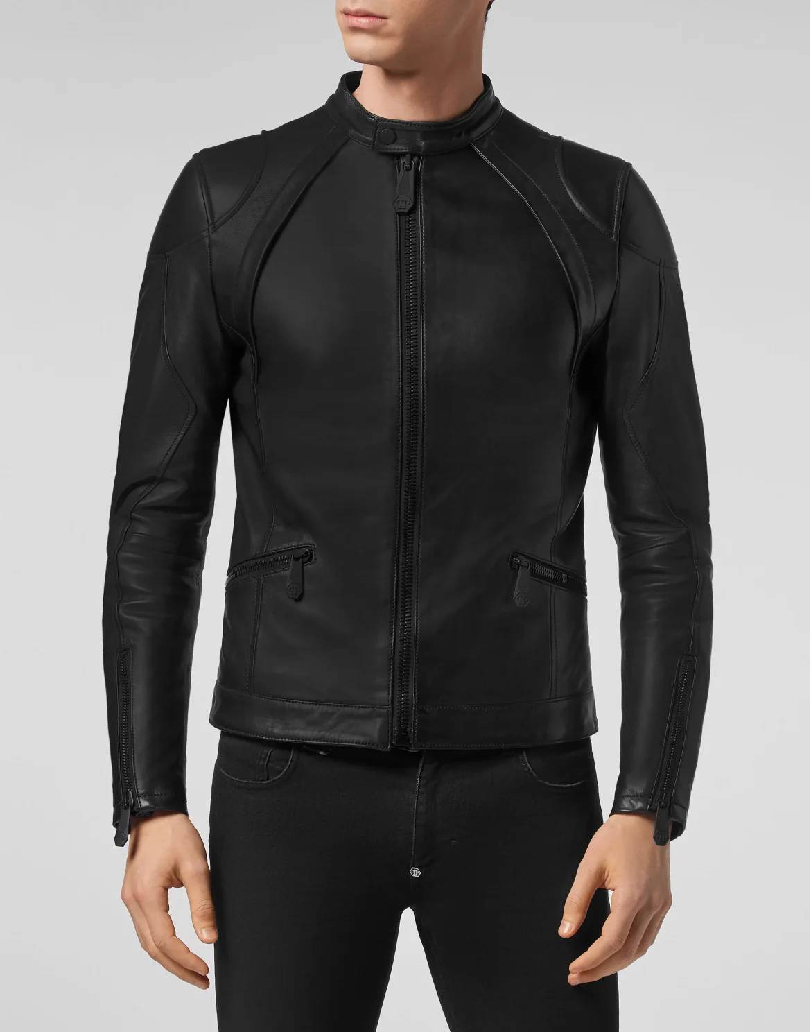 Leather Moto Jacket Iconic Plein, цвет: Черный