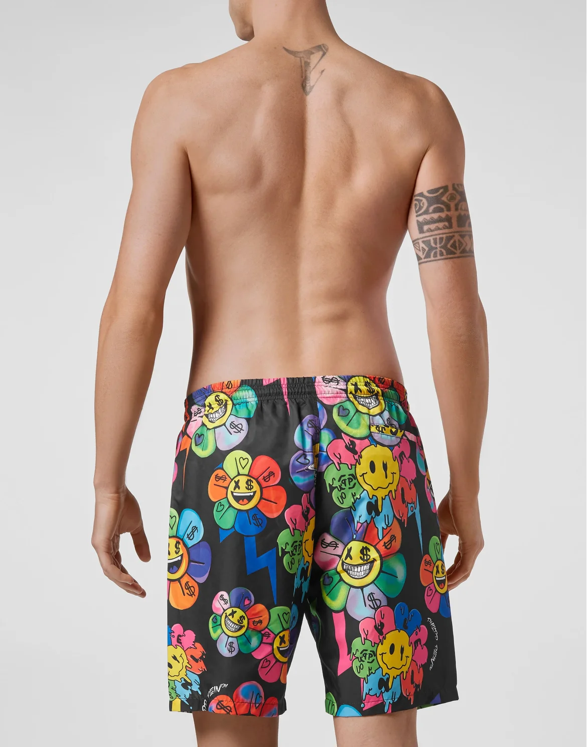 Beachwear Short Trousers Flowers, цвет: Черный