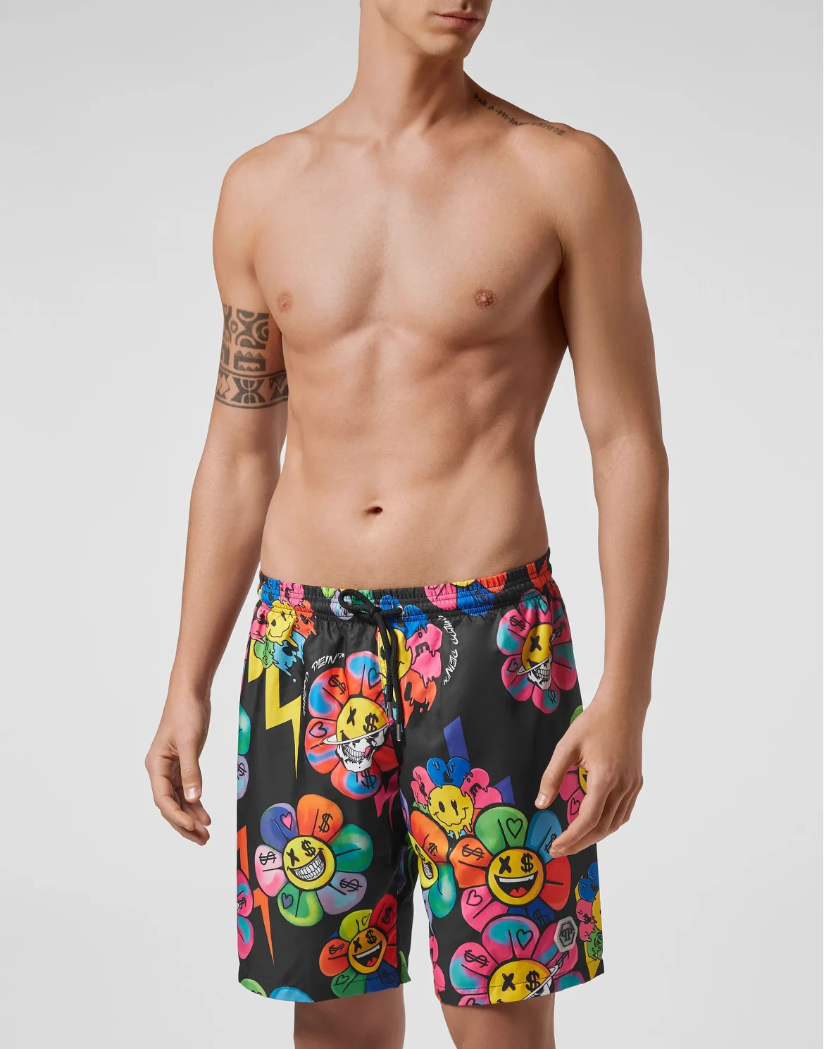 Beachwear Short Trousers Flowers, цвет: Черный