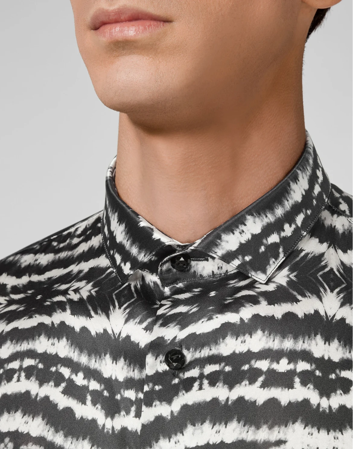 Silk Shirt Gold Cut LS print Tie dye, цвет: Черный