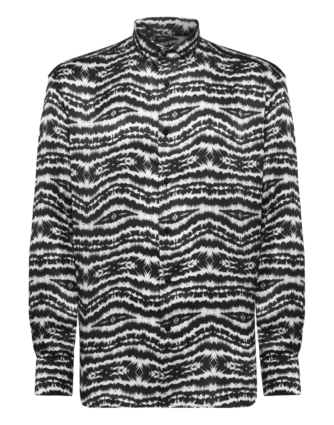 Silk Shirt Gold Cut LS print Tie dye, цвет: Черный