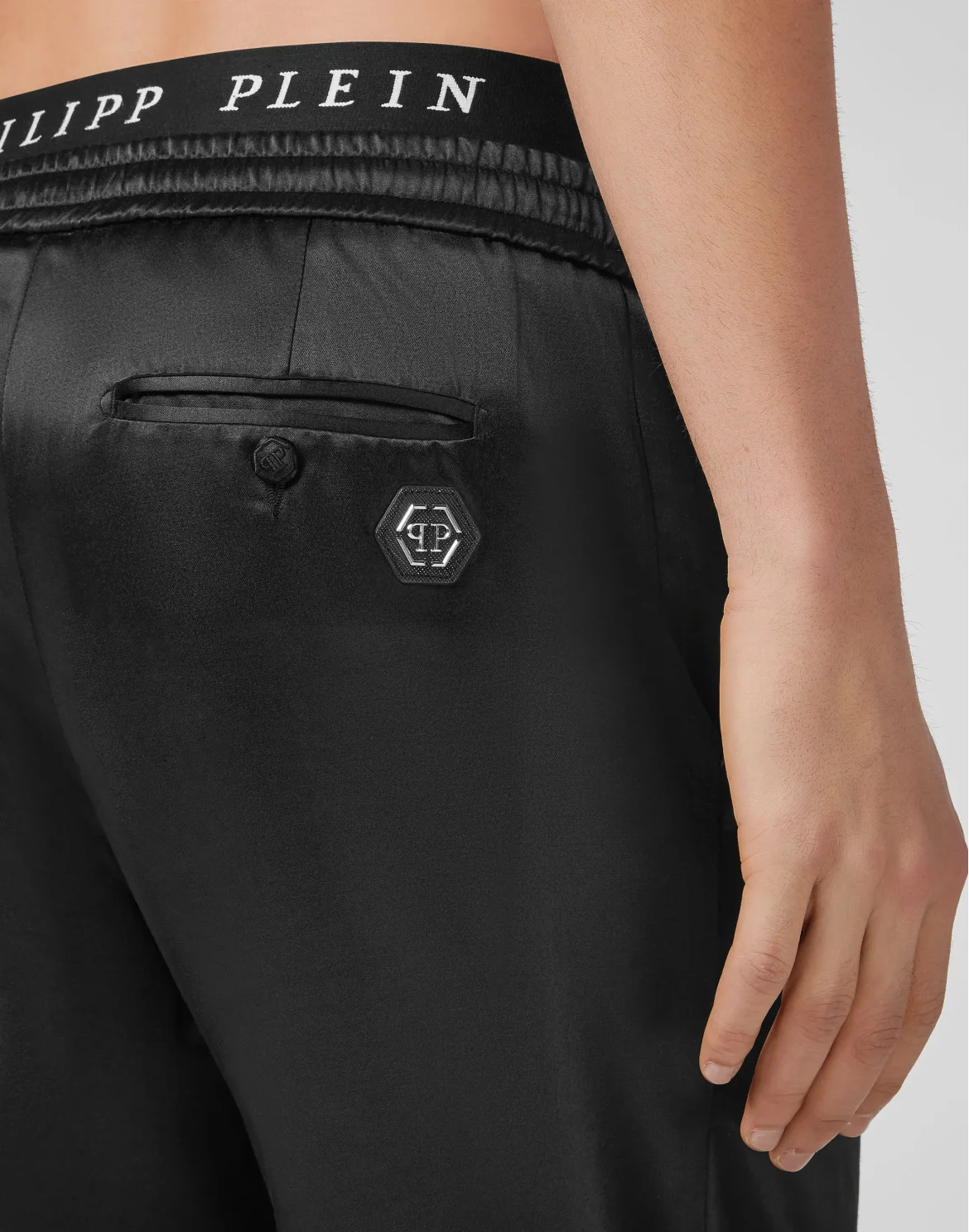 Satin Jogging Trousers Elegant, цвет: Черный