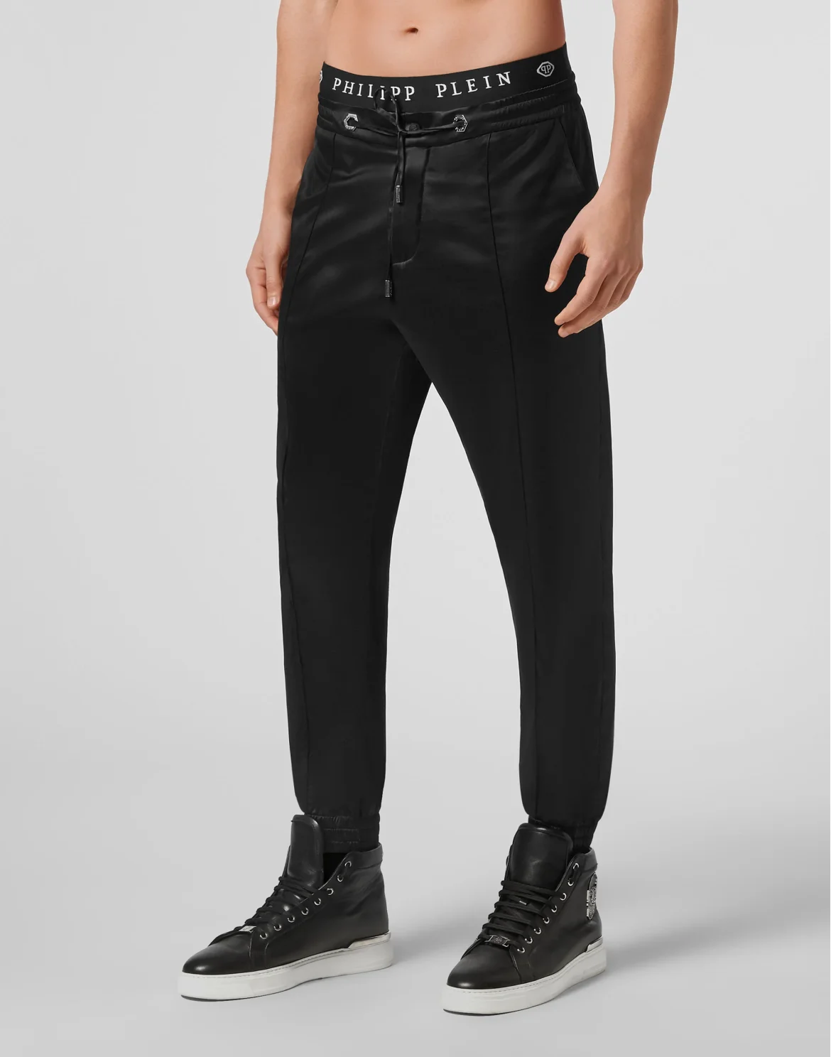 Satin Jogging Trousers Elegant, цвет: Черный