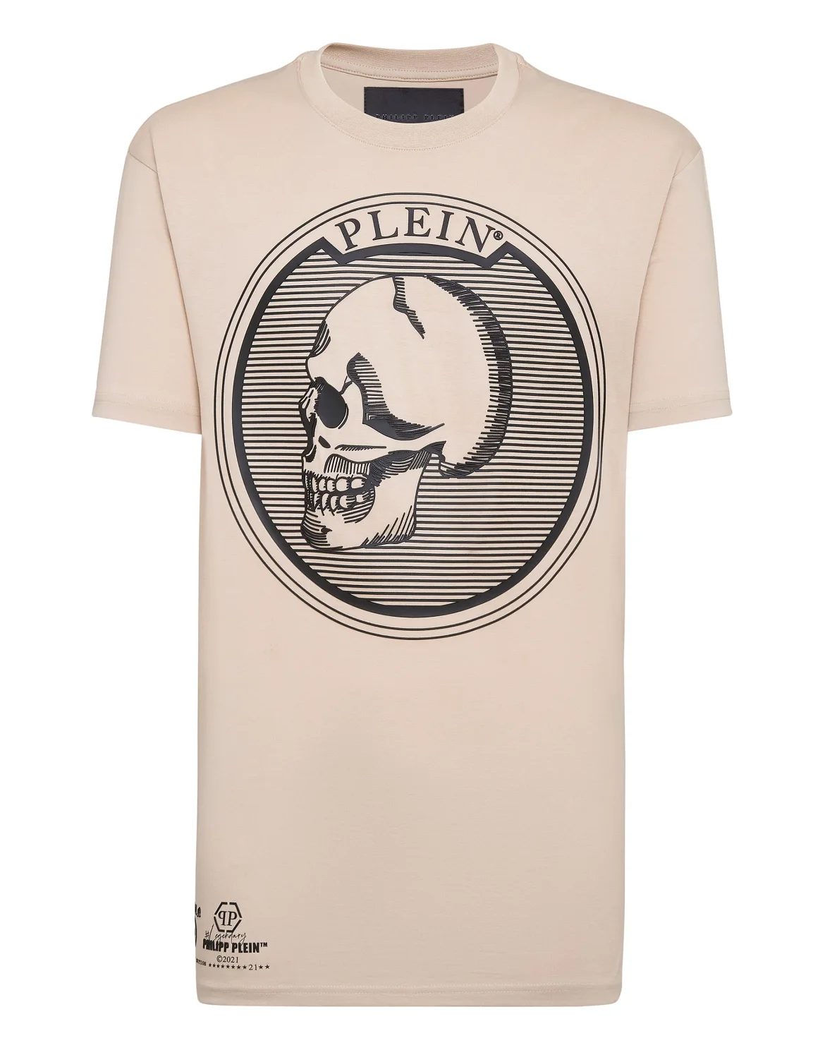 T-shirt Round Neck SS Outline Skull, цвет: Бежевый
