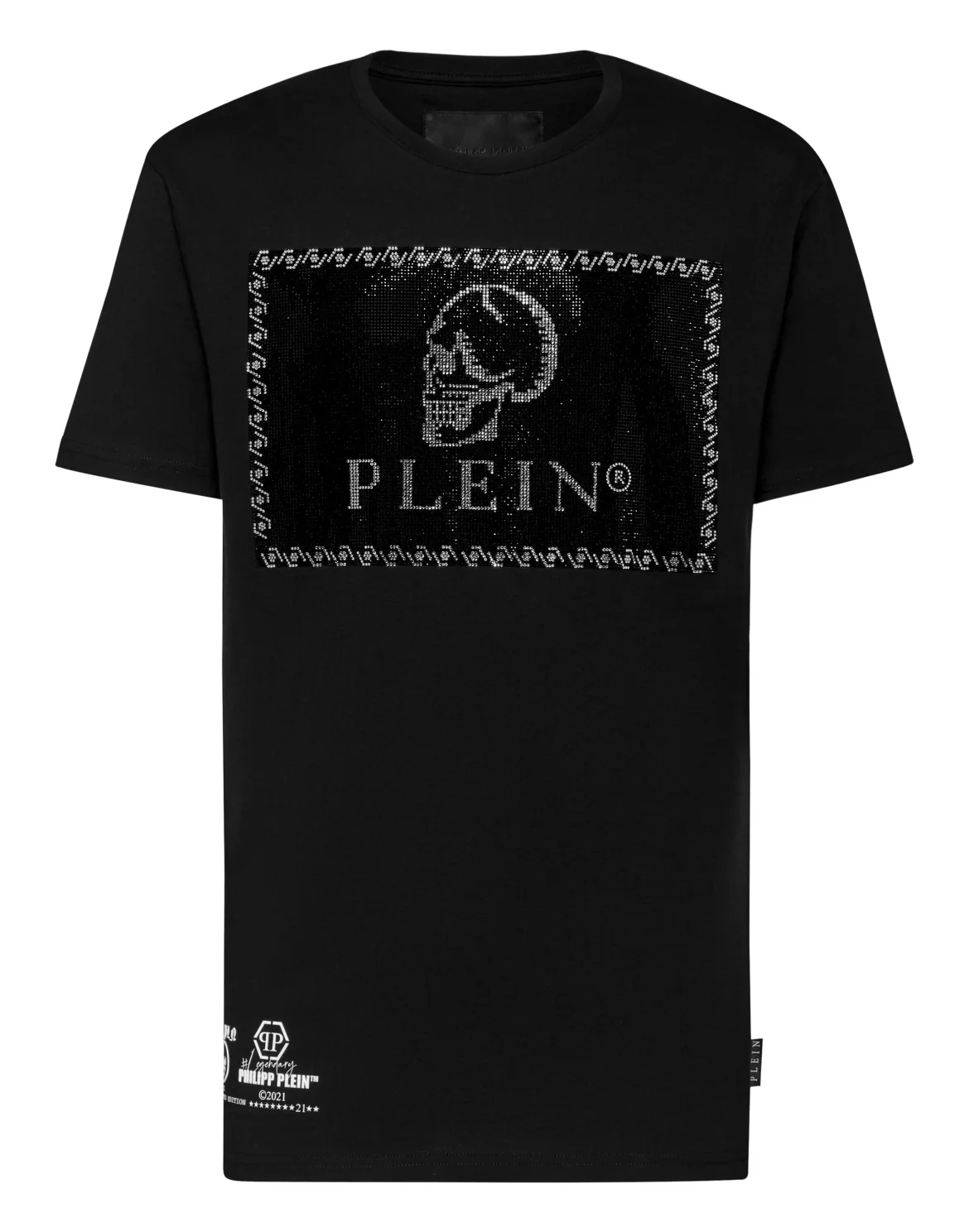 T-shirt Round Neck SS Outline Skull crystal, цвет: Черный