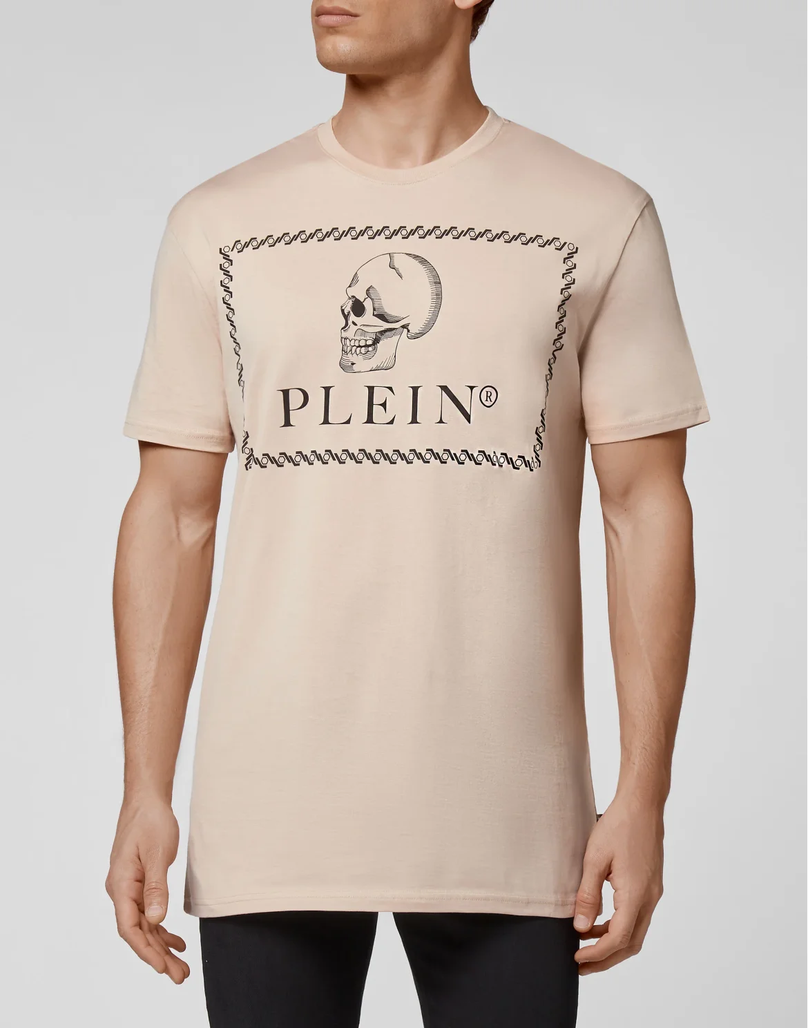 T-shirt Round Neck SS Outline Skull, цвет: Бежевый